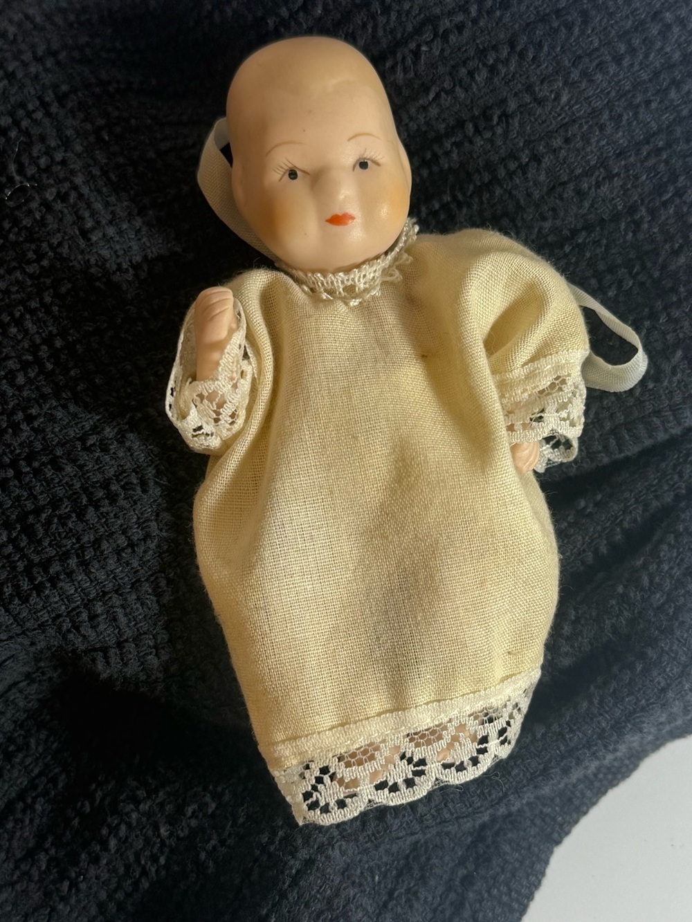 Cream Made Of Bisque Antique Porcelain Toddler Girl Doll Figurine .no flaws.